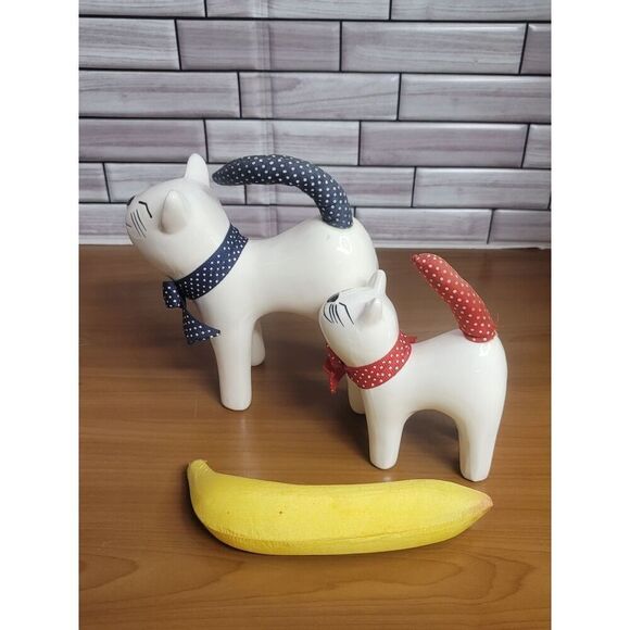 Set of 2 Enesco Smiling Cats - Picture 10 of 10